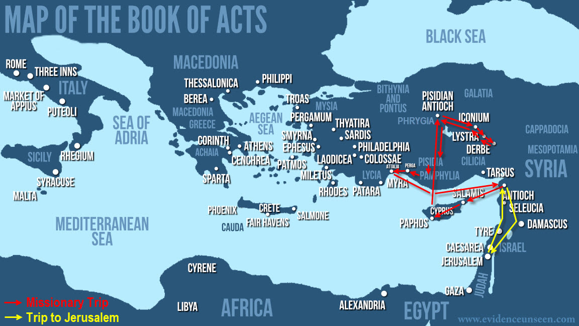 145 - Daily Dependence - Map of Acts - Paul's First Missionary Journey with Barnabas